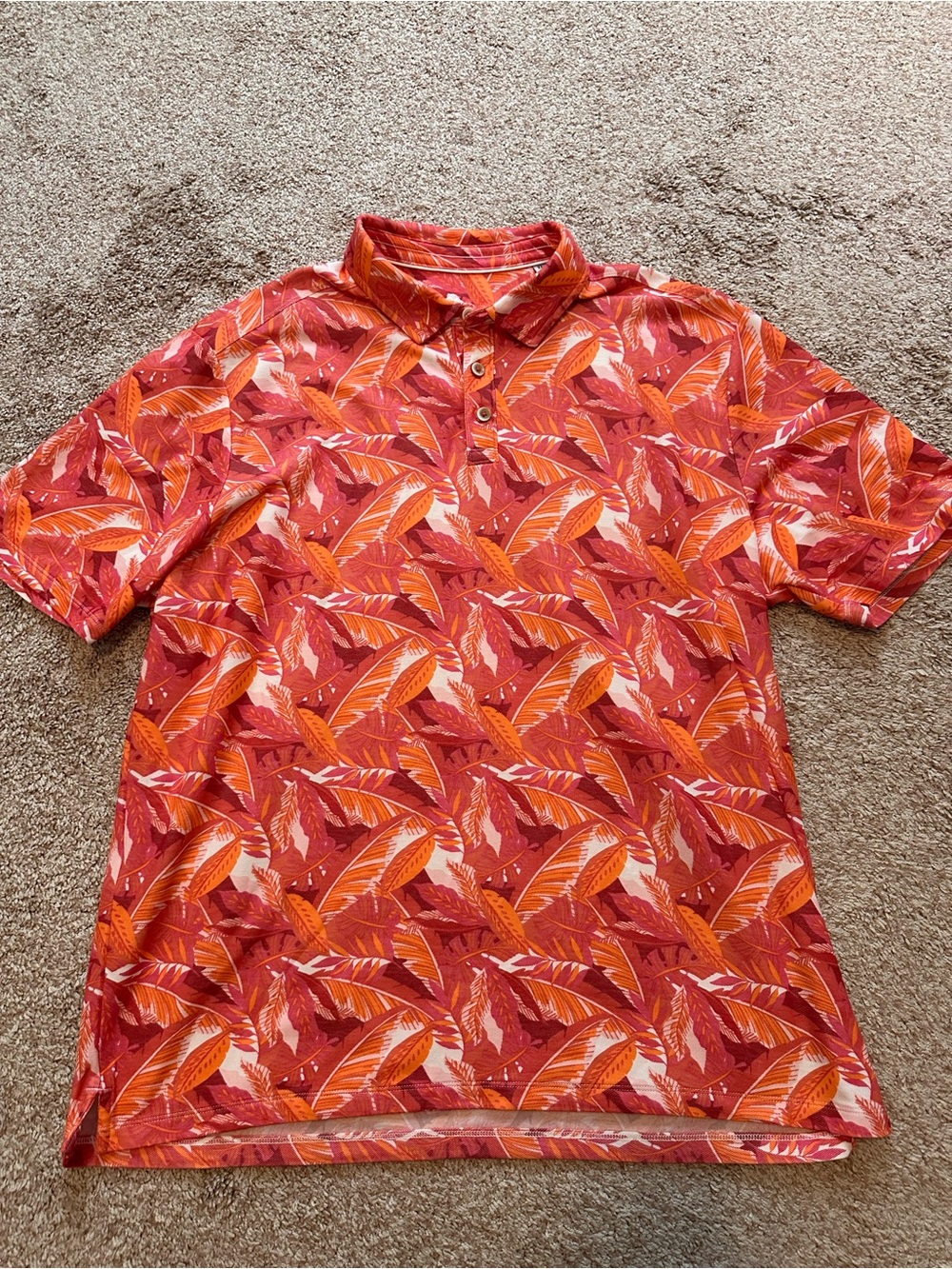 Tommy Bahama Jungle Bay IslandZone Polo Shirt Mens XL Havana Palms